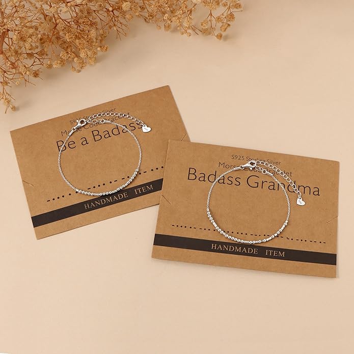 Monily Inspirational Gifts for Women Morse Code Bracelets for Women Funny Bracelet for Friend Funny Gift for Women Sterling Silver Bracelet for Women