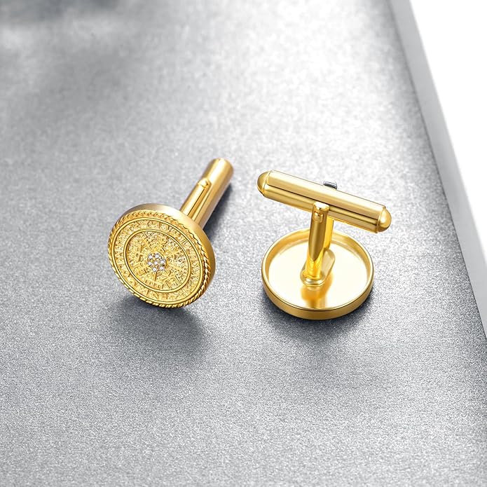 Vikings Cuff Links Mens S925 Sterling Silver Gold Cufflinks for Men Wedding Father's Day Jewelry Gifts for Men Women