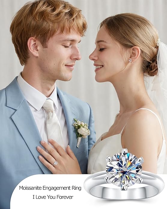 Moissanite Wedding Band Wedding Rings for Women D Color VVS1 Clarity, 925 Sterling Silver with 18K White Gold Plated Engagement Ring Anniversary Band Ideal Gift for Women Size 5~10