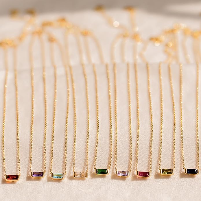 JSJOY Gold Birthstone Necklace for Women Dainty Birthstone Pendant Necklace for Teens Birthday Gifts Jewelry for Mothers Wife Grandma Graduation Gifts for Teenagers
