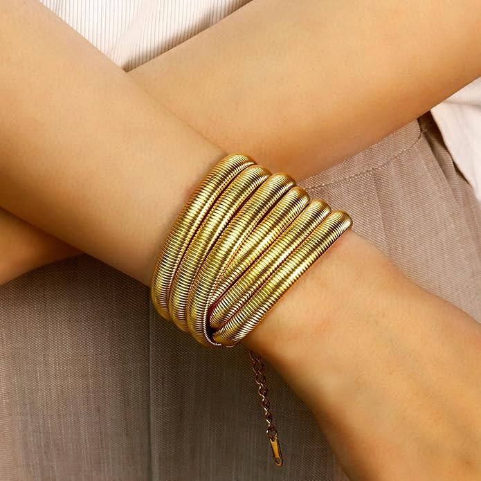 Chunky Gold Choker Necklace for Women, 14K Gold Plated Snake Chain Statement Necklace Triple Twsited Layered Choker Necklaces Jewelry Gifts