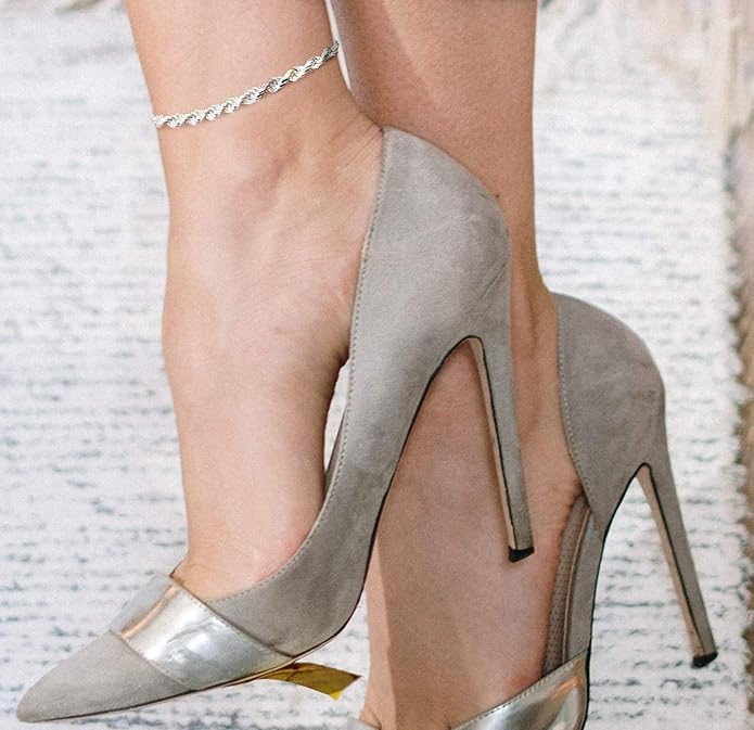 Savlano 925 Sterling Silver Solid Italian Figaro, Rope,Herringbone, Curb, Ball Bead, Snake, Mariner Chain Anklet for Women, Comes in 0.8mm - 5mm With Gift Box