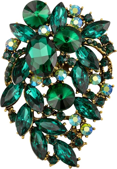 SELOVO Rhinestone Statement Brooch Pin Flower Dress Accessory