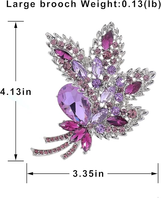 YOQUCOL Big Large Brooch Pin Austrian Crystal Leaf Shape Bouquet Rhinestone Scarf Decoration Wreath Cloth Brooches Pins For Women Girls
