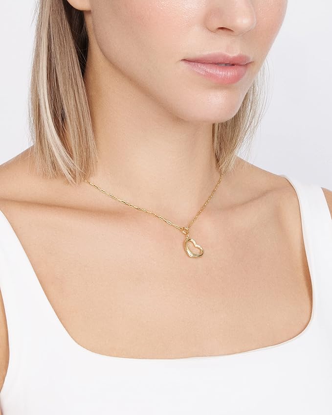 Jewelry Atelier Gold Filled Pendant Necklace Collection - 14K Yellow Gold Filled Pendant Necklace with Solid Clip Chain for Women (Different Sizes and Styles with Extension/Adjustable Chain)