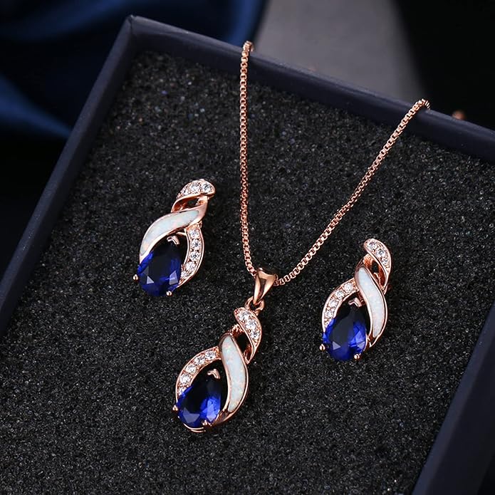 Hermosa Jewelry Sets Australian Created Opal Necklace Earrings Mother's Day Gifts Jewelry for Mom