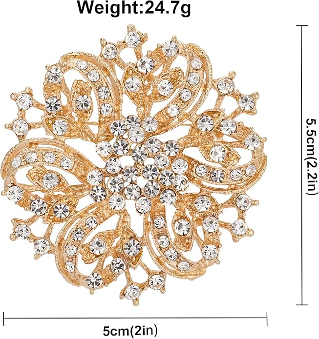 HAISWET Wedding Party Sprial Flower Crystal Rhinestone Brooch Pin for Women Jewelry