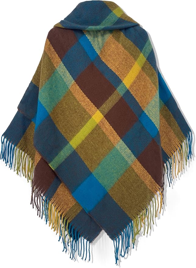 Moss Rose Women's Travel Plaid Shawl Wrap Open Front Poncho Cape for Fall Winter