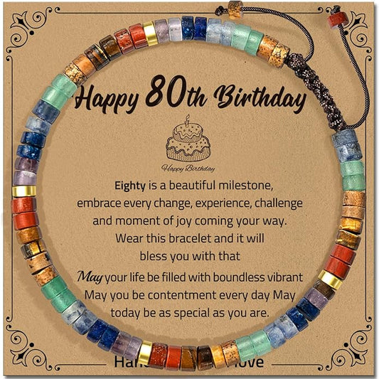 30th 40th 50th 60th 70th 80th Birthday Gifts for Women, Natural Stone Bracelet Birthday Gifts for Mom Daughter Grandma Sister Friends Coworker