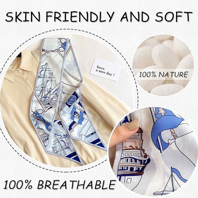 Dailyacc Hair Scarf for Women Fashion Silky Satin Headscarf Wrap Breathable Lightweight Neck Scarves For Handbag