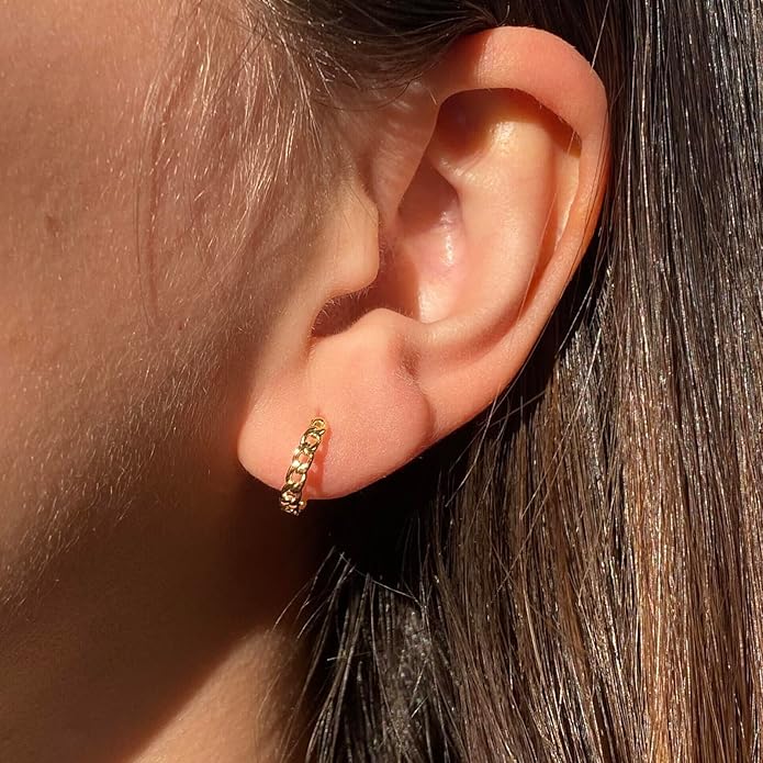 Hoop Earrings for Women 14K Gold Plated/Silver Hoops Simple Knot Huggie Small Hoop Earrings Set Trendy Hoops Everyday Wear Earrings for Women Jewelry