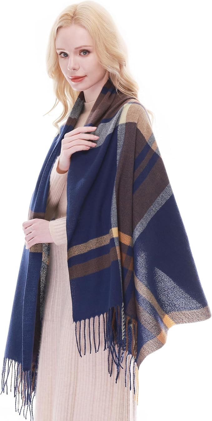 RIIQIICHY Plaid Scarf for Women Fall Winter Pashmina Scarves Wraps for Cold Weather Warm Large