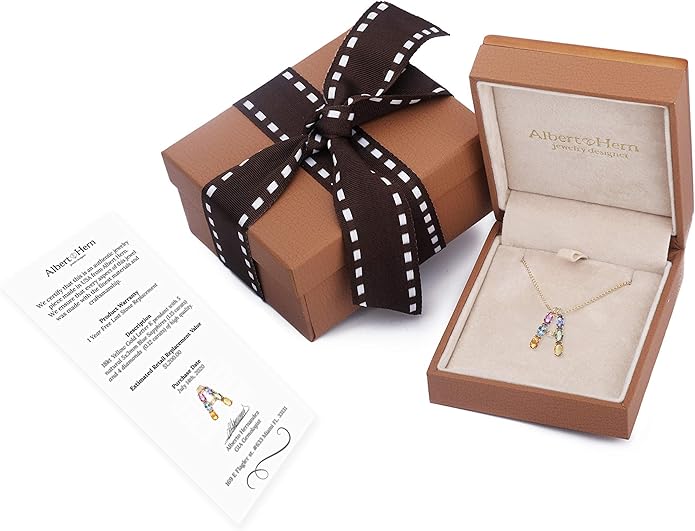 Albert Hern Blue Sapphire Initial Necklace With Diamonds & 18K Gold Chain | Irresistible Letter Pendants Jewelry | Perfect Valentine’s Day, Anniversary & Birthday Gift