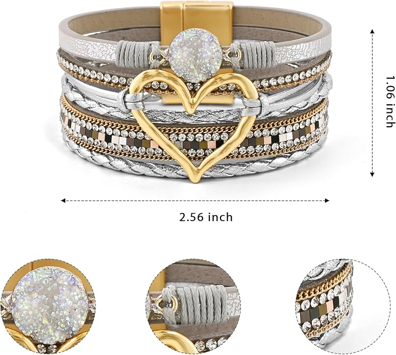 VIBILIA Boho Leather Wrap Bracelets for Women Multi-Layer Bracelets with Strong Clasp Jewelry for Women