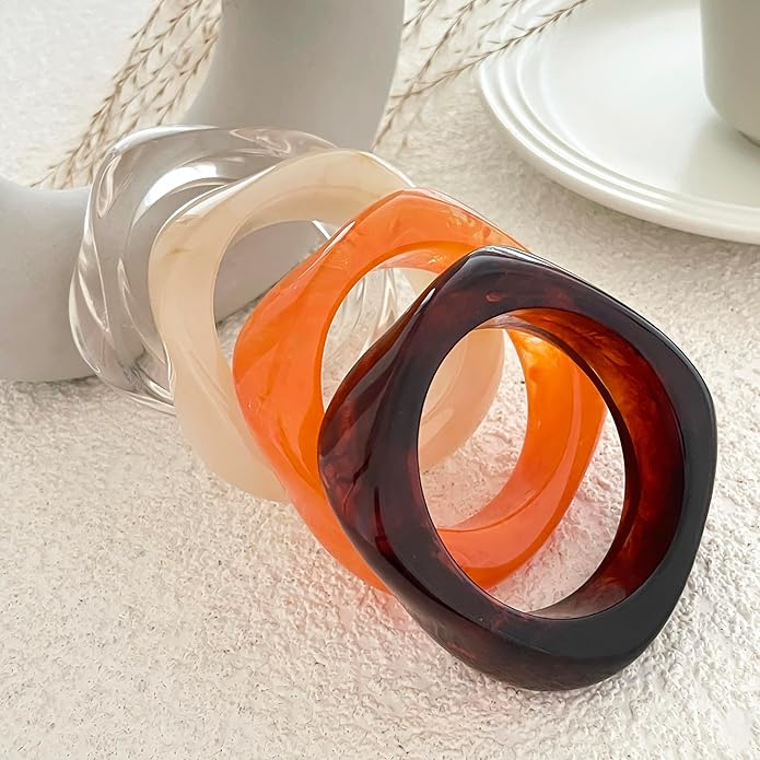 Acrylic Chunky Bangle Bracelets for Women, Irregular Punk Acrylic Resin Bangle Geometric Cuff Wide Wristband Bracelet Fashions Thick Acetate Statement Jewelry Set