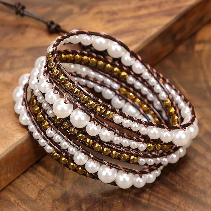 ZOSOJONA Boho Wrap Bead Bracelet for Women - Handmade Adjustable Natural Stone Beaded Bracelets Rope Yoga Healing Bracelet Bangle Hippie Jewelry