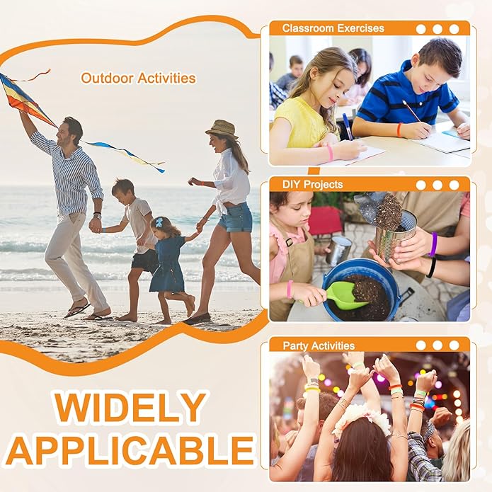 uxcell 12 Pcs Rubber Bracelets, Unisex Silicone Bracelet Colored Elastic Sports Wristbands for Adults Teen Sports Team Games Parties Fashion Decorations, Luminous Orange