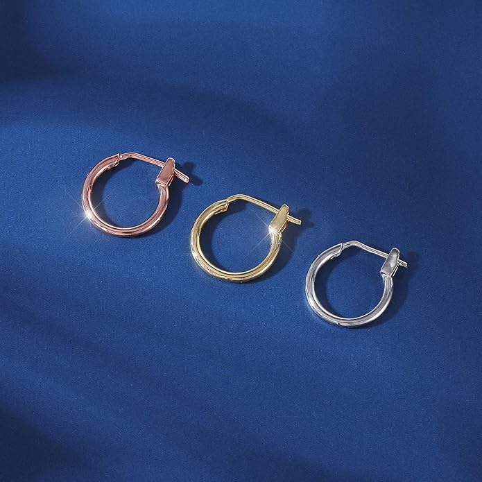 AoedeJ 925 Sterling Silver Hoop Earrings, High Polished Round Tiny Click-Top Hoop Earrings, Small Clasp Hoop Piercing Earrings