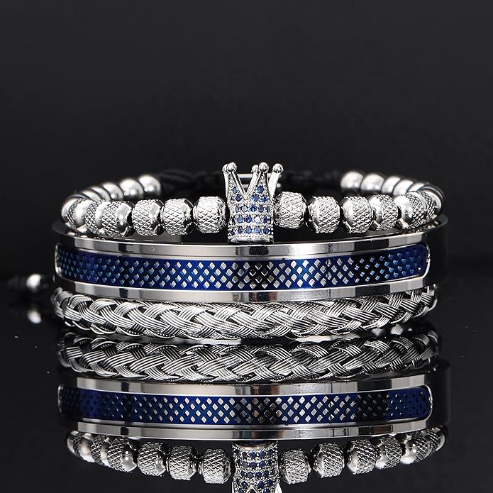 WFYOU 3PCS Stainless Steel Bracelets for Men Gold Roman Numeral Bangle Bracelet Twisted Cable Bracelet Adjustable Cuff Bracelet Mens Luxury Jewelry Bracelets Gifts