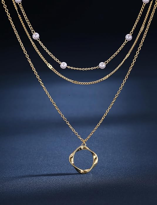 Besteel 3Pcs Dainty Layered Necklaces for Women - Paperclip Choker Necklace Stacks Set Trendy Simple Layering Chain Pendant Jewelry Non Tarnish Gifts