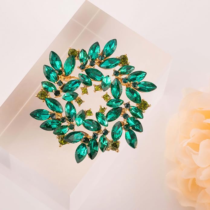 LAXPICOL Fashion Sparkly Austrian Crystal Flower Brooch Pin for Women Elegant Wedding Bridal Broach Pin 2"*2"