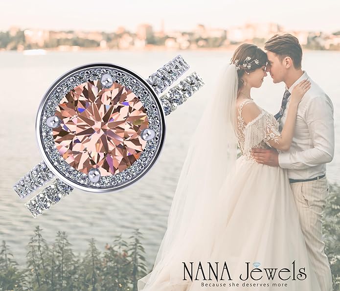 NANA Jewels Sterling Silver Engagement Rings for Women - Choose Simulated Morganite, Citrine, Aquamarine & More