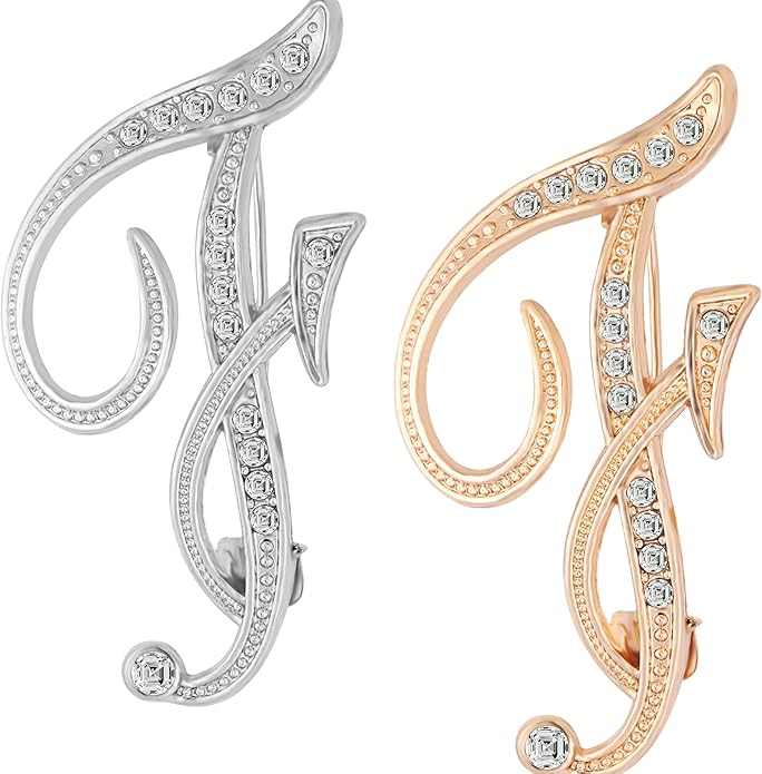 HAFILO 2 pieces initial letter brooch pin for women 26 letters fashion brooches collar pins for clothes Dress hat bulk