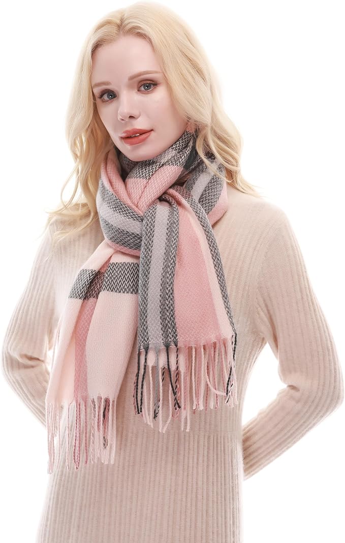 RIIQIICHY Plaid Scarf for Women Fall Winter Pashmina Scarves Wraps for Cold Weather Warm Large