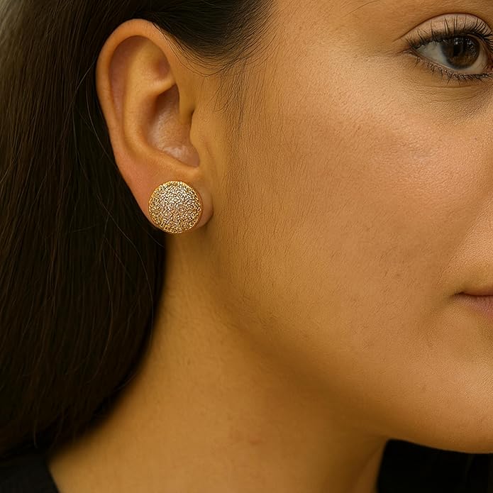 Gold Tone Oval Drop Earrings with Crystal X Detail – 33mm Long, Lightweight Fashion Jewelry for Women.KT009