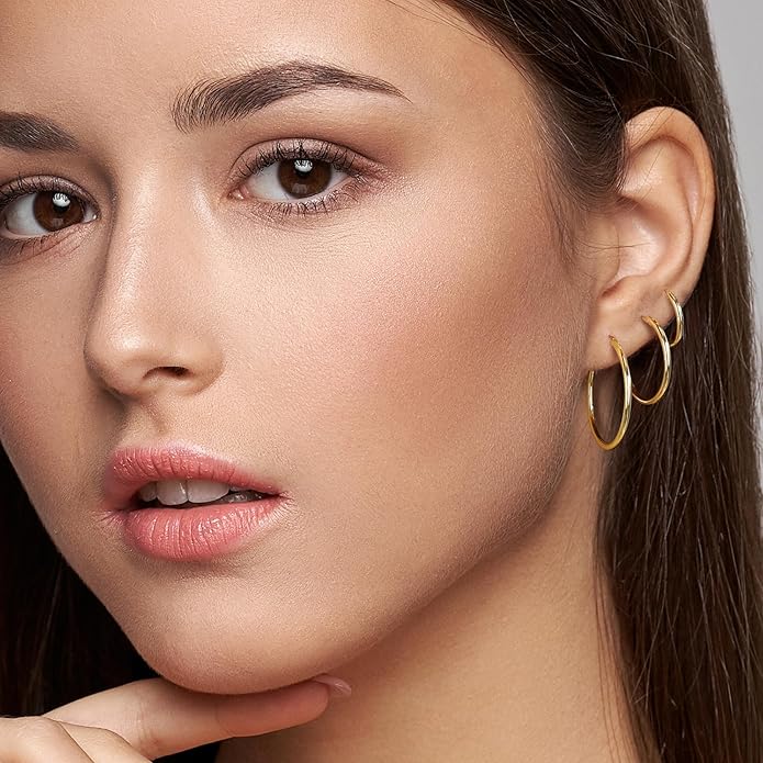 Barcarola 14K Gold Filled 3 Pairs Hoop Earrings for Women Hoop Earring Sets Earrings Lightweight Water Proof Tarnish Resistant