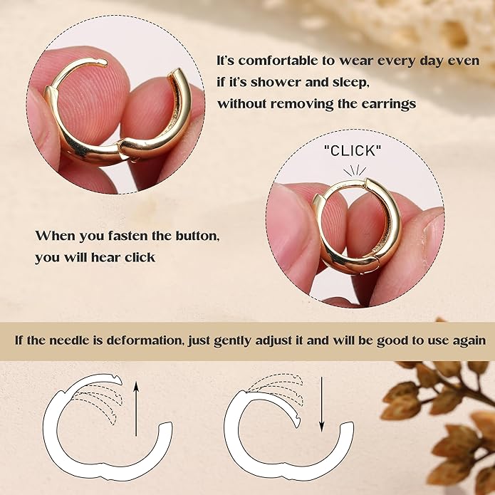BESTEEL 3Pairs 14K Gold Plated Hoop Earrings Set for Women Chunky Earring Silver Plated Hypoallergenic Small Huggie Hoops Lightweight Tiny Thick Trendy Hoop Earrings Stacks for Multiple Piercing