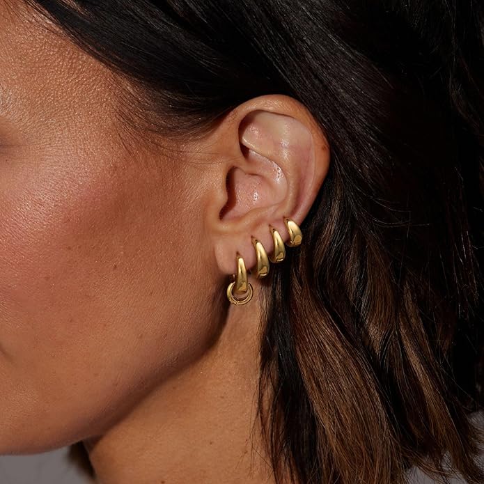 Hoop Earrings for Women 14K Gold Plated/Silver Hoops Simple Knot Huggie Small Hoop Earrings Set Trendy Hoops Everyday Wear Earrings for Women Jewelry