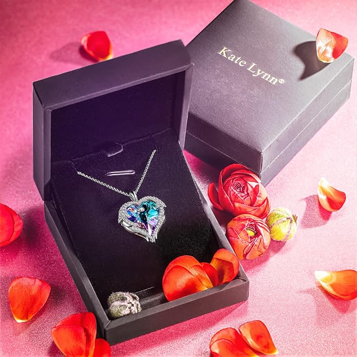 Kate Lynn Angel Wings Heart Necklaces for Women, Birthday Anniversay Christmas Gifts for Mom Wife Daughter Girfriend, Symbol of Love, Protection and Eternal Hope