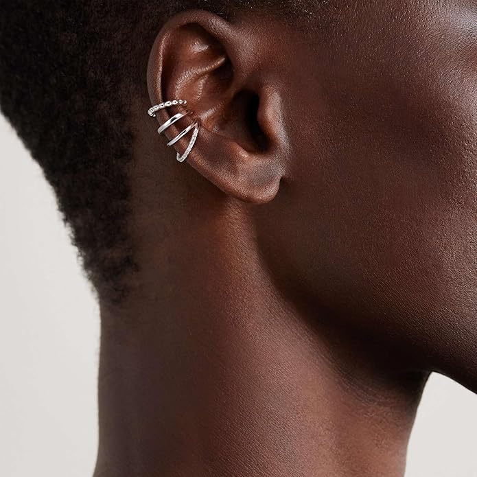 Gold Ear Cuffs Earrings for Women Non Piercing - Clip on Cartilage Earrings Dainty 14K Gold Sterling Silver Plated Cubic Zirconia Huggie Hoop Earring for Women No Tarnish Trendy Jewelry Set