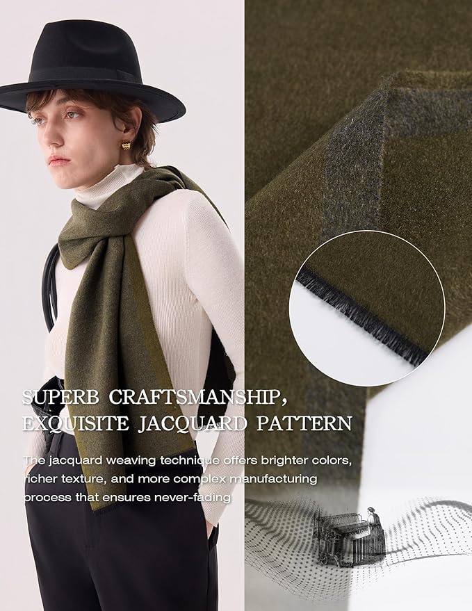 ZHE JIN Luxurious Silk Scarf for Women, Warm Soft Scarves Winter Gift for Her, 100% Brushed Mulberry Silk, Gentleman, 71"x12"