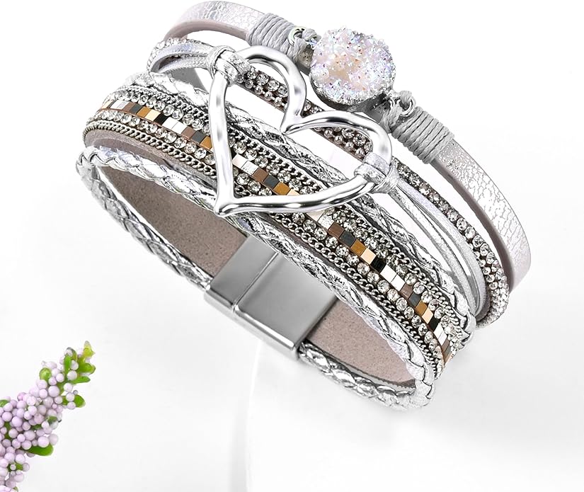 VIBILIA Boho Leather Wrap Bracelets for Women Multi-Layer Bracelets with Strong Clasp Jewelry for Women