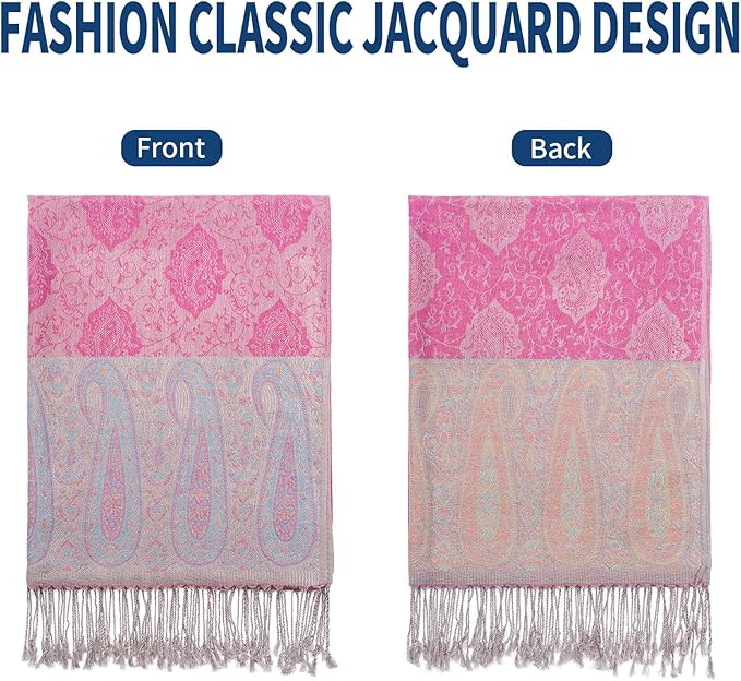 QIUTIMIY Paisley Pashmina Shawl Wrap Women Reversible Vintage Jacquard Pashmina Rave Scarf with Fringe for Evening, Wedding