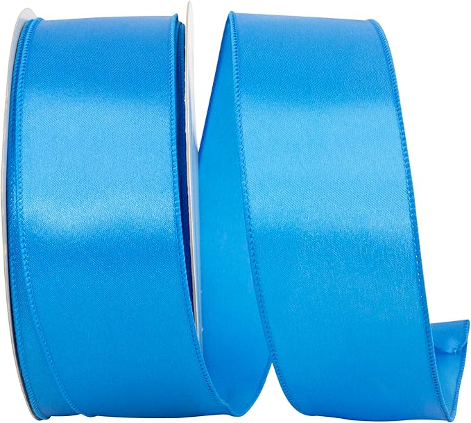 Reliant Ribbon 92575W-913-40K Satin Value Wired Edge Ribbon, 2-1/2 Inch X 50 Yards, Turquoise