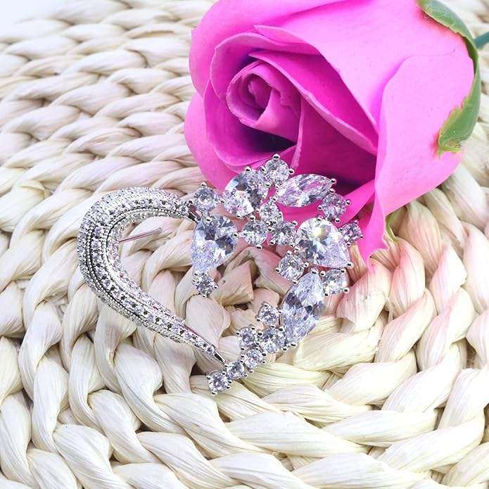 Brooch Pins for Women Girls Fashion Flower Crystal Rhinestone Pearl Jewelry