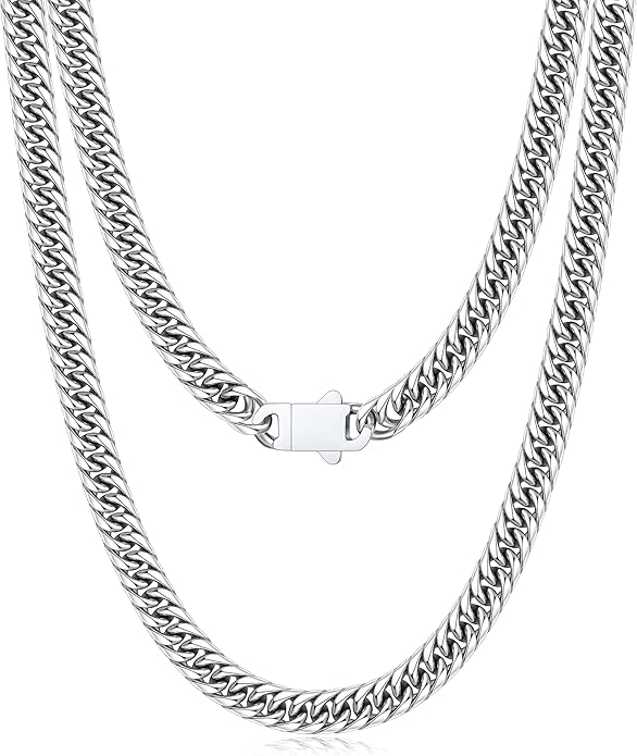 Joymoly 5MM/7MM/9MM Cuban Link Chain for Men Boys with Push-Lock Clasp, Thick 18K Gold Plated Stainless Steel Chains for Men, Cool Mens Necklace Chain 18/20/22/24/26 Inch