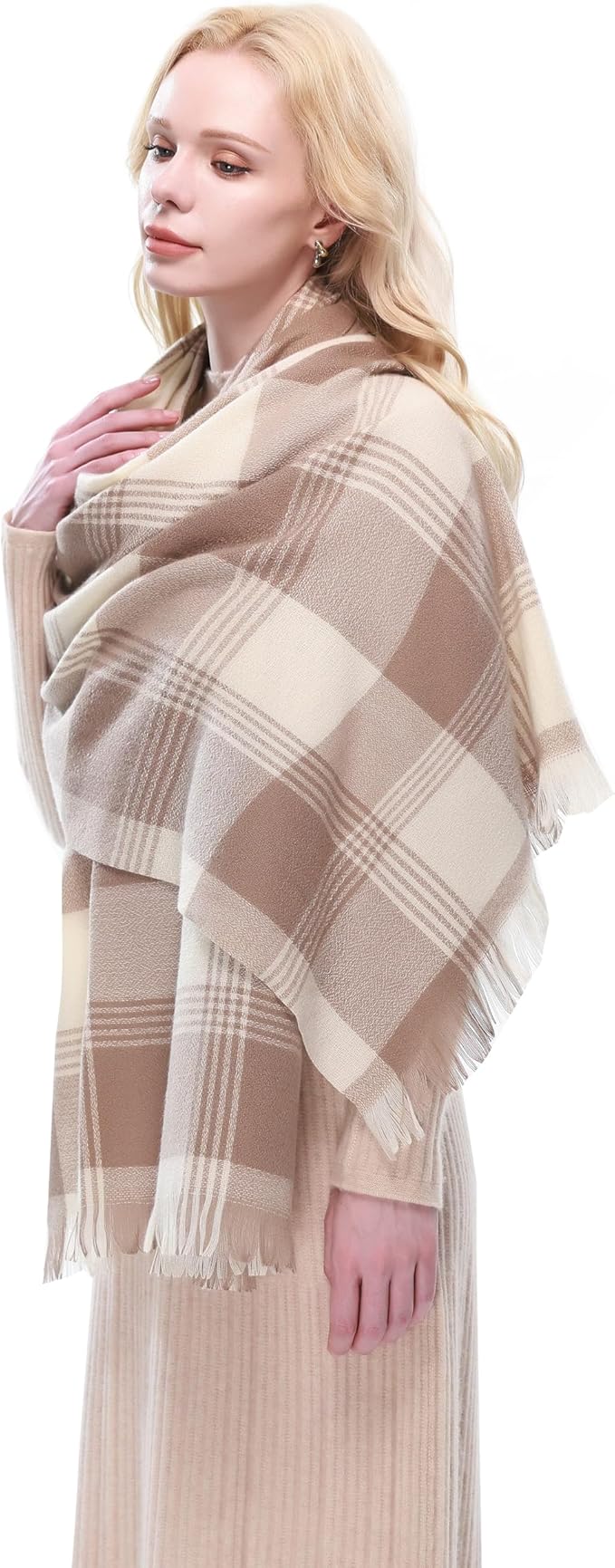 RIIQIICHY Plaid Scarf for Women Fall Winter Pashmina Scarves Wraps for Cold Weather Warm Large