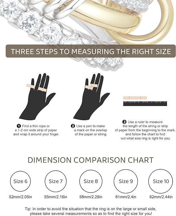 Gold Stackable Rings for Women, Non Tarnish 14K Gold Plated Cubic Zirconia Mixed Metals Stacking Connected Rings Set Jewelry Gifts