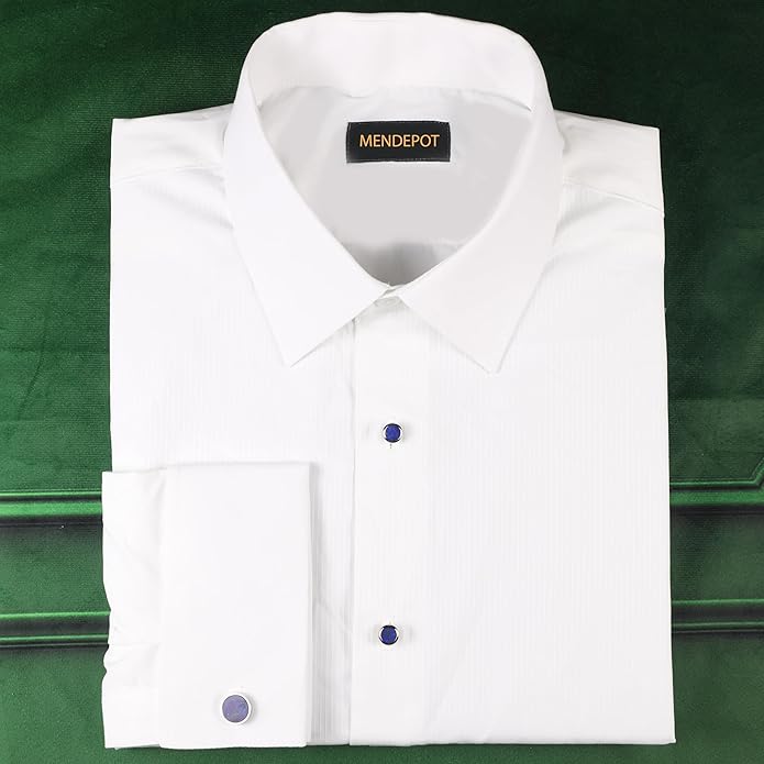 MENDEPOT Men Formal Wear Dress Shirt Cufflinks And Studs Set With Box Wedding Groom Groomsmen Gift