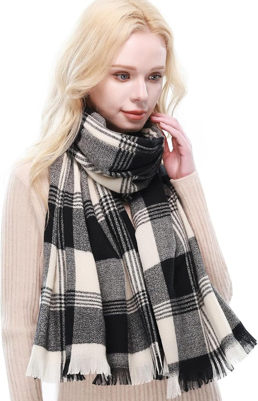 RIIQIICHY Plaid Scarf for Women Fall Winter Pashmina Scarves Wraps for Cold Weather Warm Large