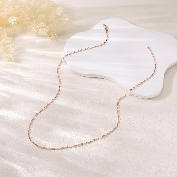 925 Sterling Silver Chain Necklace Link Chain Necklace for Women Simple Dainty 16K Gold Plated Necklace for Women Minimalist Waterproof Silver Necklace Trendy Jewelry Gifts