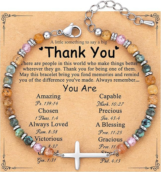 TONY & SANDY Christian Cross Bracelet for Women, Stocking Stuffers for Women, Confirmation Baptism Easter Gifts, Unique Gift for Friends Daughter Mom Sister in Christ on Birthday Christmas