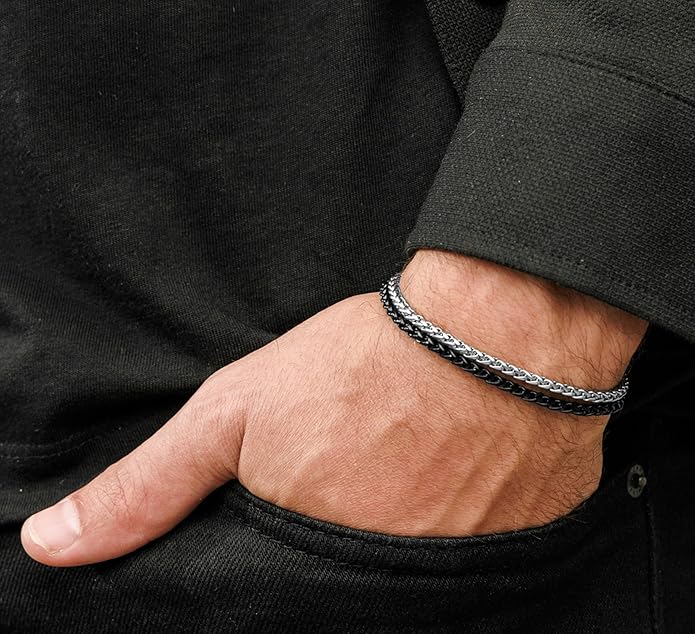 Galis Mens Bracelet Dvir - Stainless Steel for Men, Non Tarnish Rope Chain Bracelets, Stylish Birthday, Gift for Men, Dad, Husband, Boyfriend