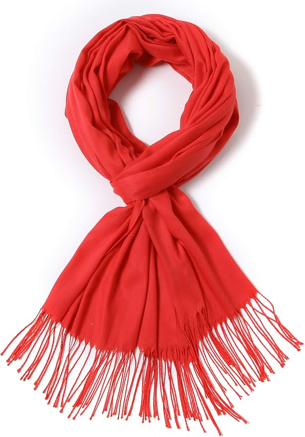 Cindy & Wendy Pashmina Shawls and Wraps Large Scarfs for Women Wedding Party Bridal Long Fashion Solid Shawl Wrap Fringes