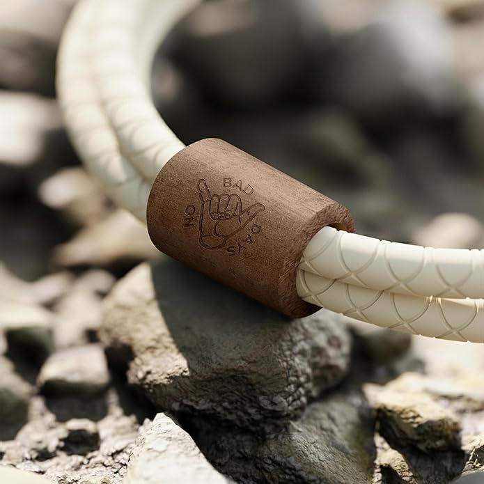 Rowdy Parrot The Driftwood FlexTech Adjustable Silicone Rope Bracelet: Waterproof, Sweatproof, Sunproof, Minimalist Surf, Golf Jewelry for Men - One Size Fits All