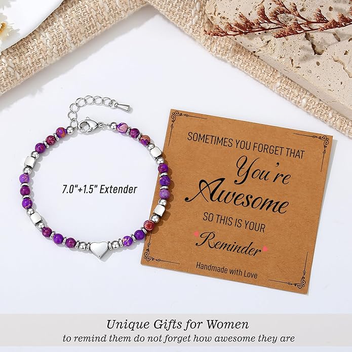 TONY & SANDY Tiny Beaded Bracelets for Women, Sometimes You Forget You're Awesome Gift, Unique Stocking Stuffers for Women, Mom, Daughter, Wife, Coworker, Best Friend, Bestie, Granddaughter